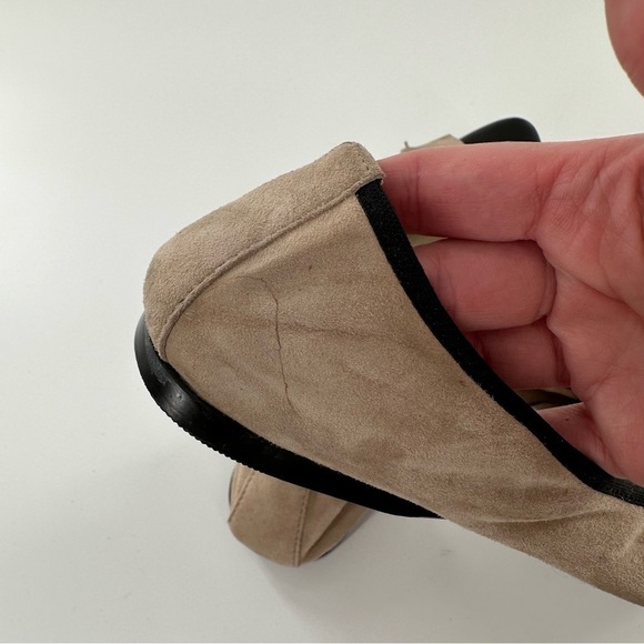 Halogen flats size 6 beige suede black patent cap toe pointy toe balletcore - Picture 9 of 13